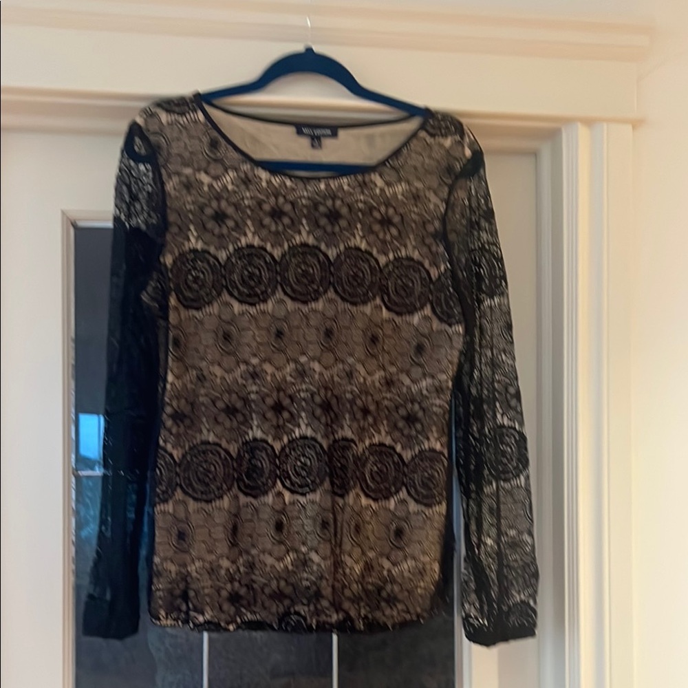 NWT MAX EDITION Floral Lace Layered Long Sleeve Pullover Top Size Large